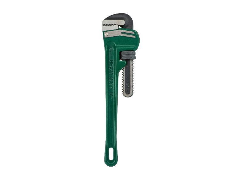 Groene 14-inch pijpsleutel met de tekst 'HEAVY DUTY'