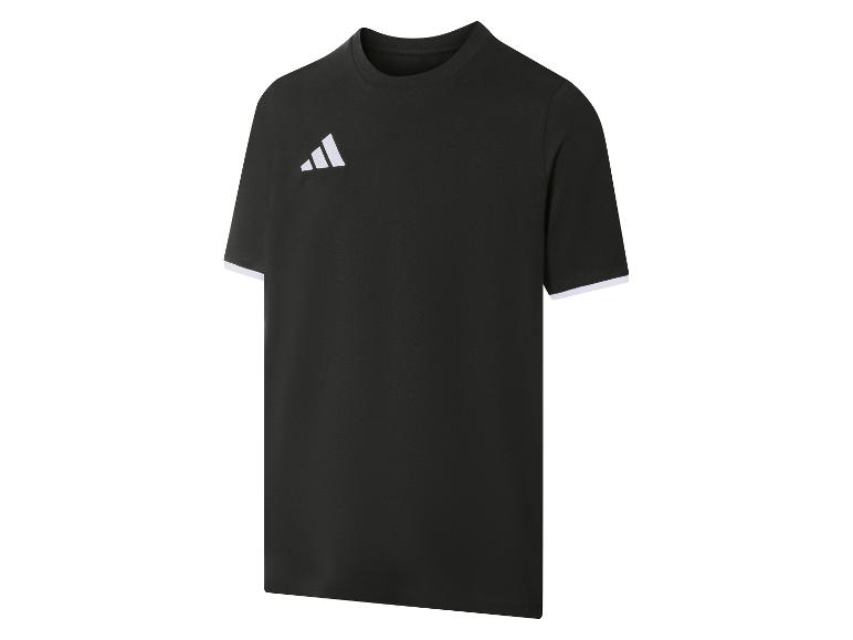 Zwart sport T-shirt met korte mouwen en witte details.