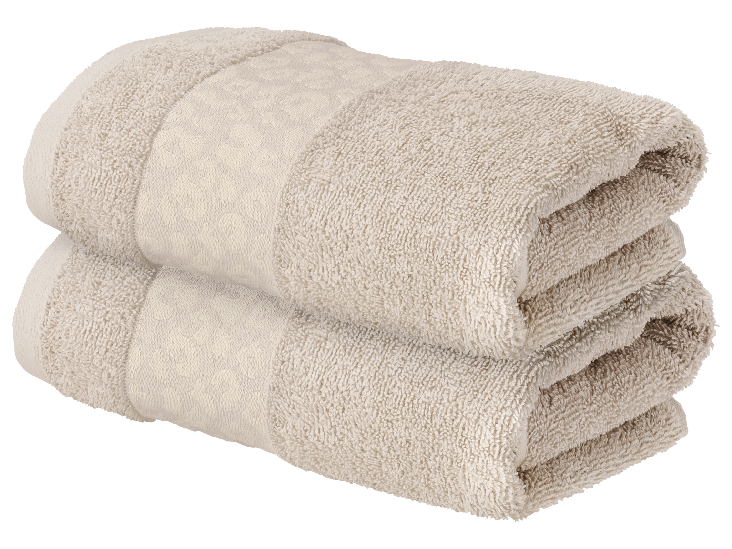 LIVARNO Set van 2 handdoeken 50 x 100 cm (Lichtbruin)