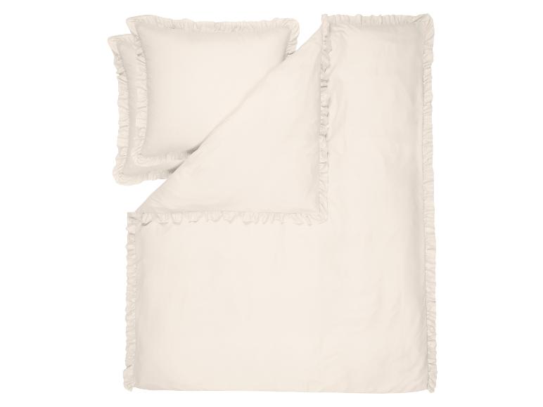 Crèmekleurig gerimpeld dekbedovertrekset, inclusief dekbedovertrek en kussensloop.