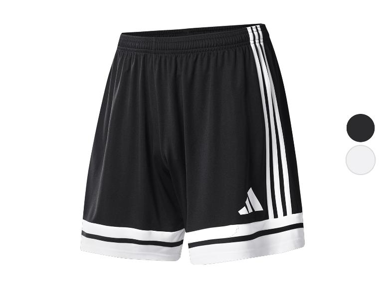 Zwarte Adidas sportshort met witte strepen en logo