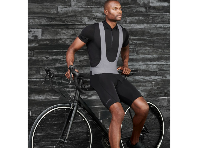Ga naar volledige schermweergave: CRIVIT Heren fietstbroek met ergonomische, flexibele zitvlakvulling, zwart/grijs - afbeelding 3