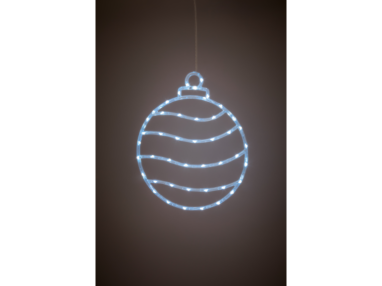 Verlicht kerstornament in de vorm van een bal met strepen