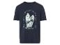 Donkerblauw t-shirt met surf- en strandprint.