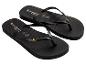 Zwarte teenslippers met gouden details en gestructureerde zool.