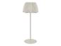 Witte vloerlamp met geplooide kap en ronde voet