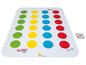 Een opblaasbaar Twister Splash spel met kleurrijke stippen.