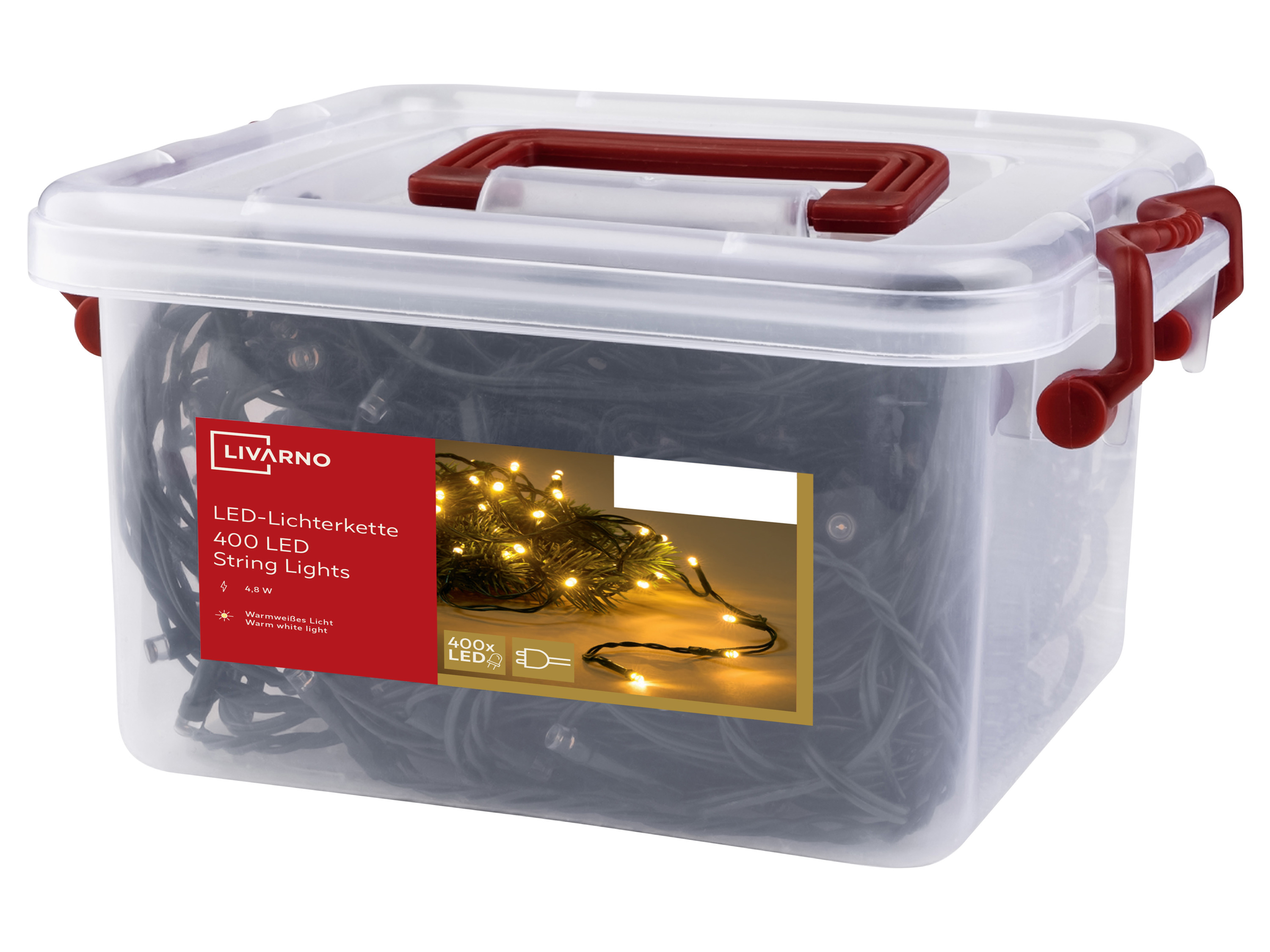 LIVARNO LED-lichtsnoer, 400 LED's, voor binnen en buiten (Warmwit)