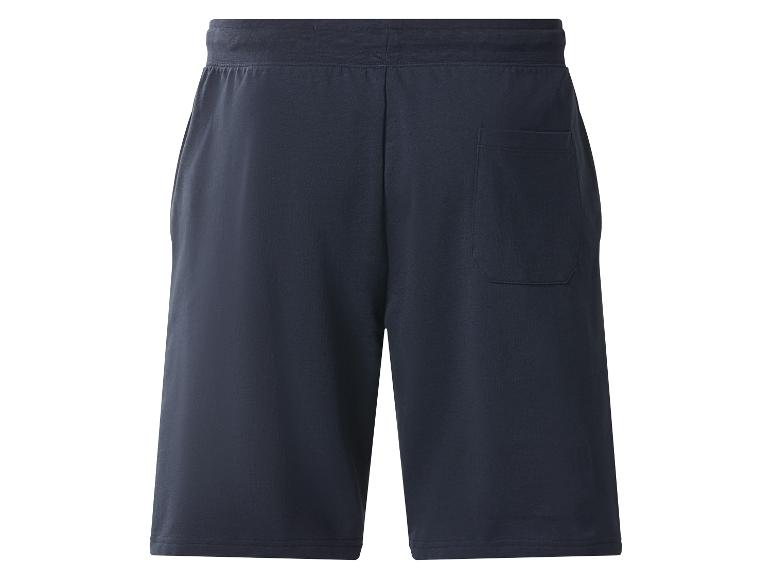 Donkerblauwe vrijetijdsshorts met achterzak.