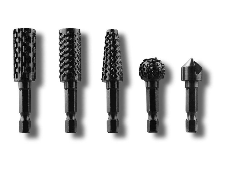 Zes roterende gereedschapskoppen voor een Dremel.