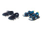 Twee paar blauwe sandalen voor kinderen.