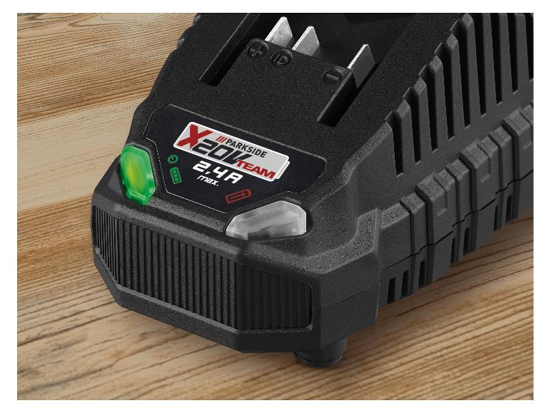 Parkside X20V Team oplader voor 2,4 Ah max. accu's.