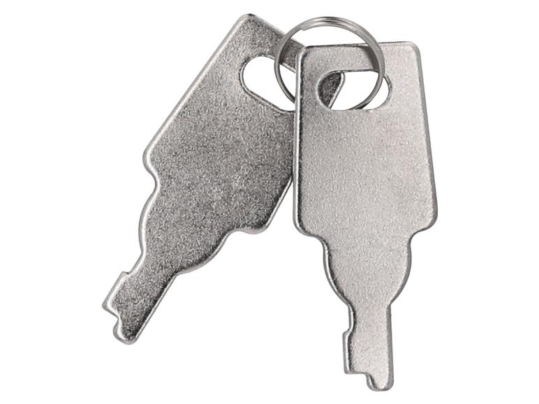 Twee zilveren metalen sleutels aan een sleutelhanger