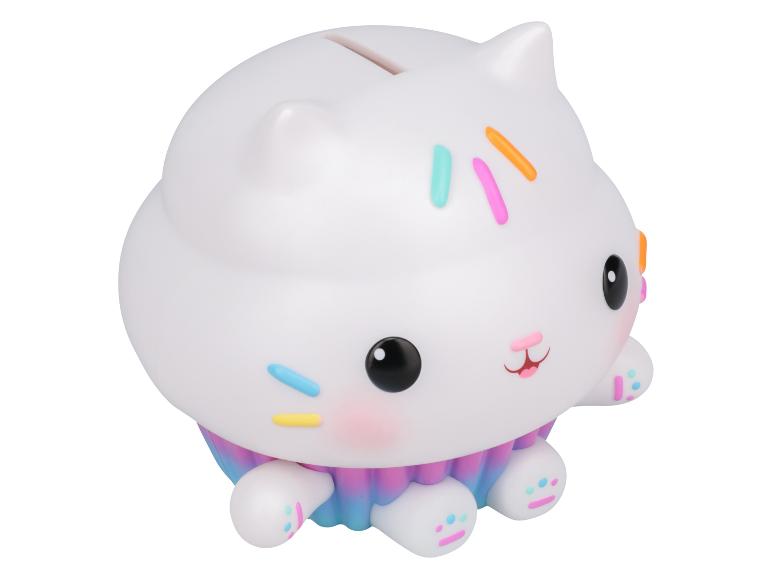 Kat-cupcake spaarpot, wit met kleurrijke decoraties