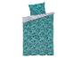 Turquoise dekbedovertrek met dierenprint, inclusief kussensloop.