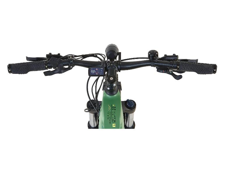 Stuur van een elektrische fiets met display en ergonomische handvatten.