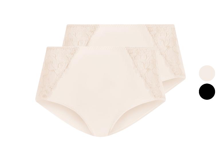Set van 2 kanten hoge tailleslips, beige en zwart