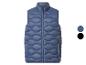 Blauw gewatteerd vest met golvende stiksels en ritssluiting