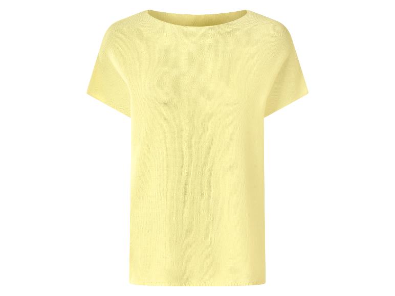 Lichtgeel gebreid T-shirt met korte mouwen voor dames