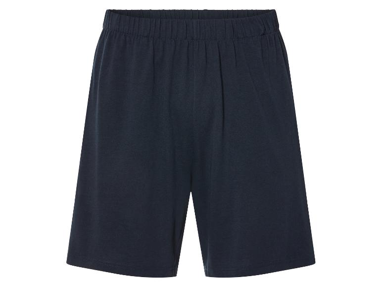 Donkerblauwe jersey shorts.
