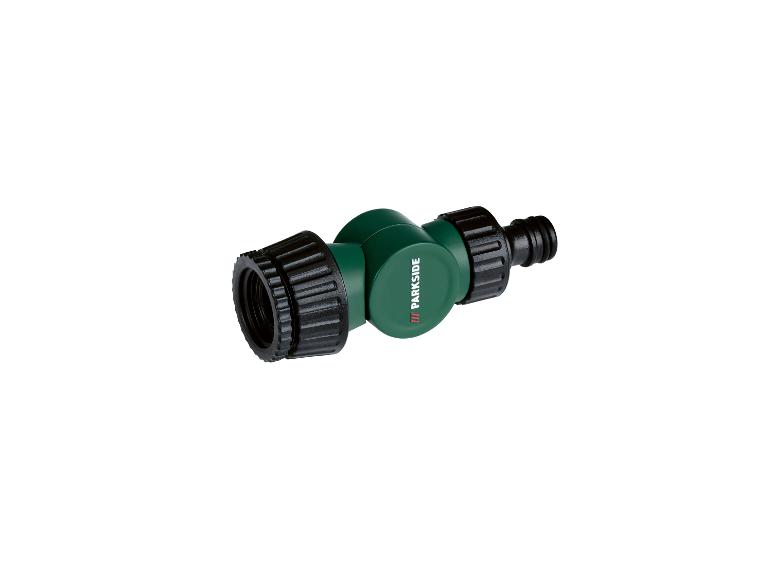 Groene Parkside tuinslangkoppeling met zwarte moeren.