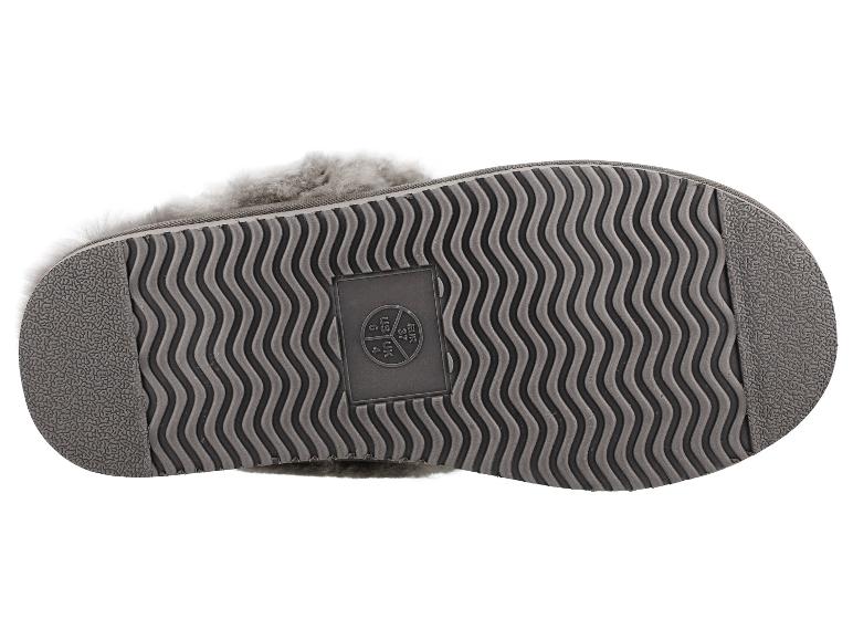 Grijze pluizige pantoffel met getextureerde zool, maat EUR 37, US 6, UK 4.