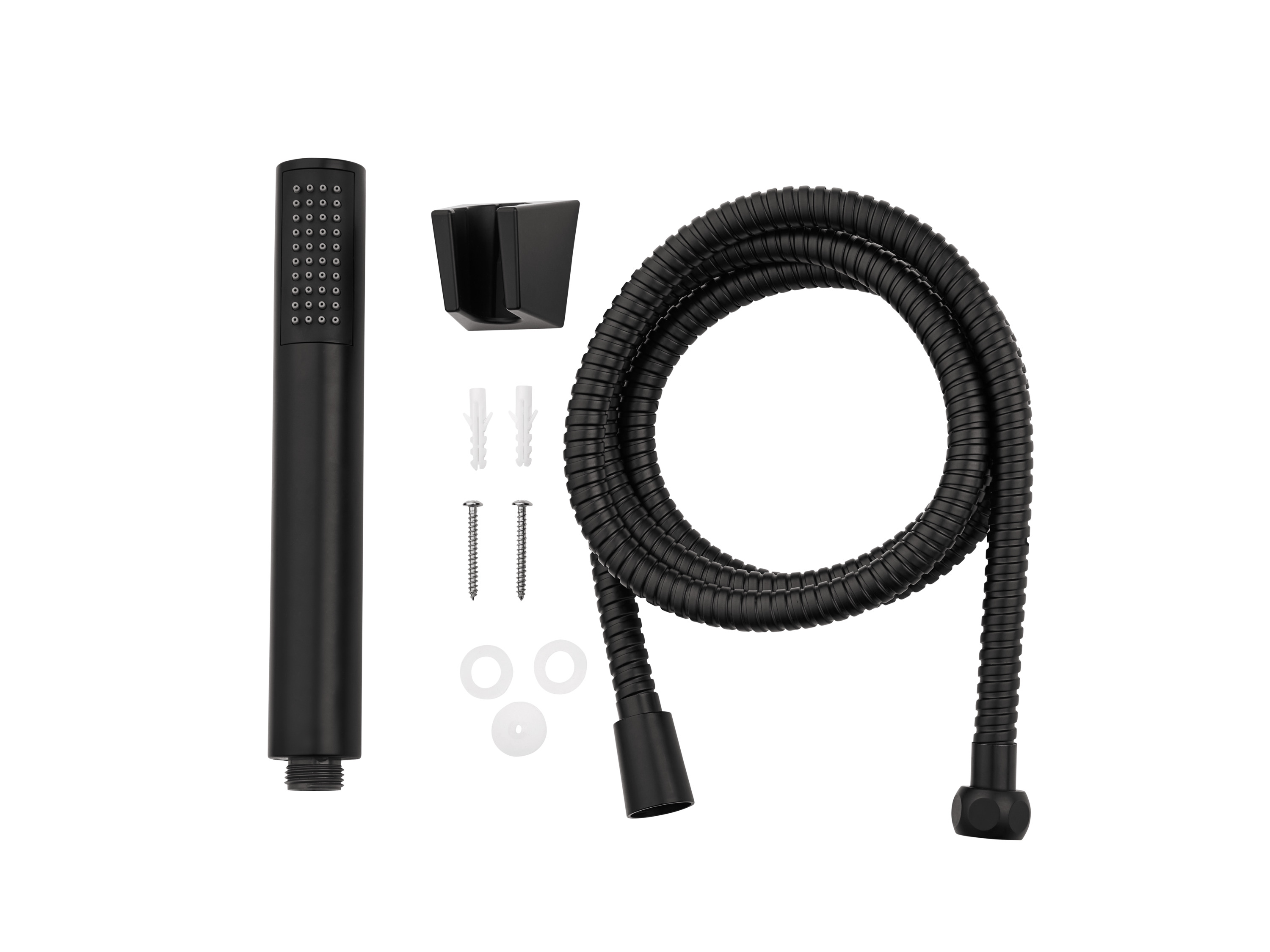 LIVARNO home Douchekop met slang (Handdouche vierkant, Zwart)