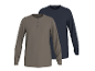 Twee heren longsleeves, één grijs met knoopsluiting en één marineblauw.