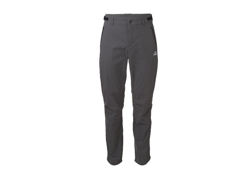 Donkergrijze outdoorbroek met ritszakken en verstelbare tailleband.