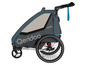 Een grijze Qeridoo Qupa 2 fietskar met een blauw accent.