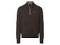 Donkerbruine gebreide trui met rits en hoge kraag
