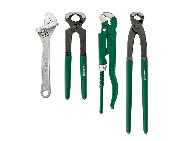 Parkside:  steeksleutel, tangen en pijpsleutel.