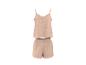 Beige tweedelige pyjamaset met spaghettibandjes top en short