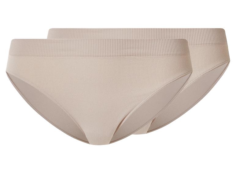 Twee beige geribde slips met hoge taille.
