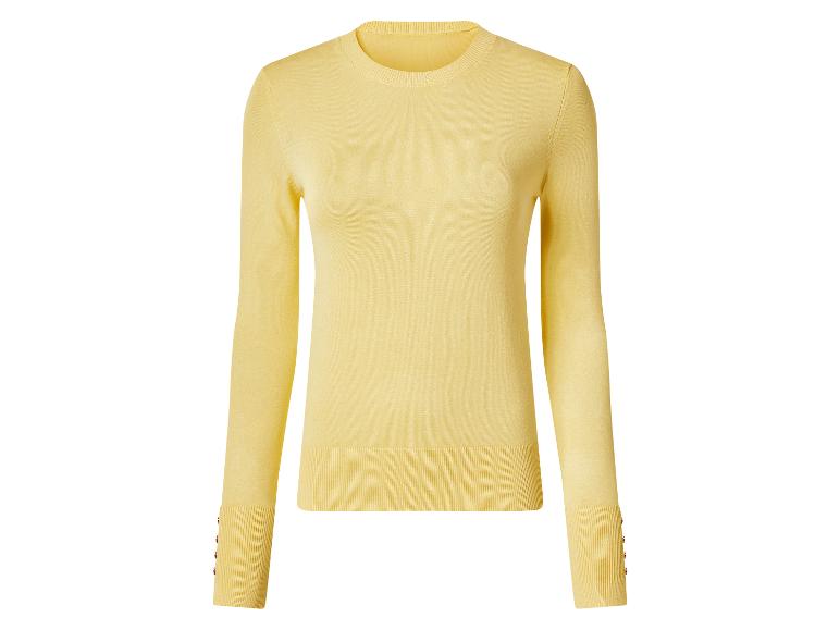 Gele trui met lange mouwen en ronde hals met geribbelde manchetten en zoom