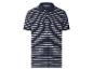 Heren navy en wit gestreept poloshirt met korte mouwen.
