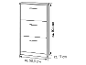 Schoenenkast met drie laden, ca. 105 cm hoog, 58,5 cm breed, 17 cm diep.