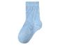 Lichtblauwe geribbelde sok met elastische boord.