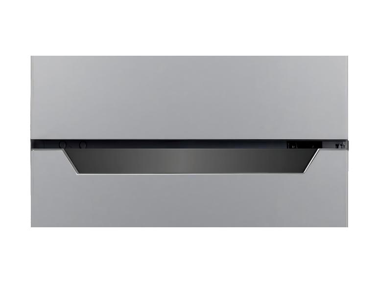 Inbouw oven met een strakke zilveren afwerking en een donkere handgreep.