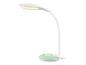Witte LED bureaulamp met groene voet: modern en stijlvol design.