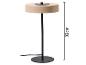 Beige tafellamp met zwarte standaard en voet, 32 cm hoog.