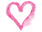 Een roze hartvormige penseelstreep.