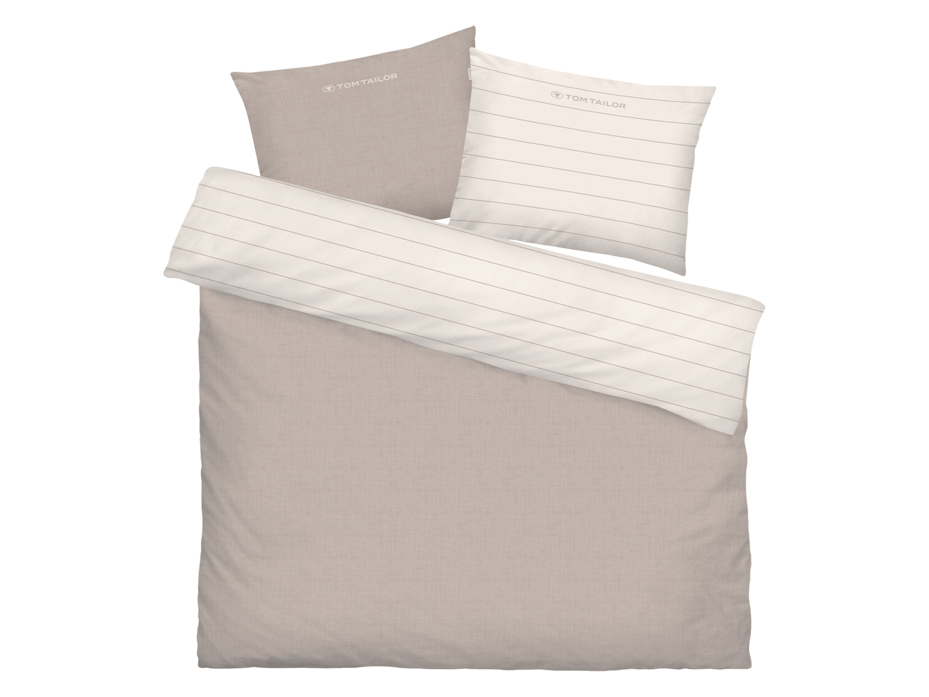 TOM TAILOR Flanellen dekbedovertrek, 200 x 200 cm (Beige)