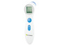 Een digitale thermometer van Dr. Senst met een blauwe knop 'Start'.