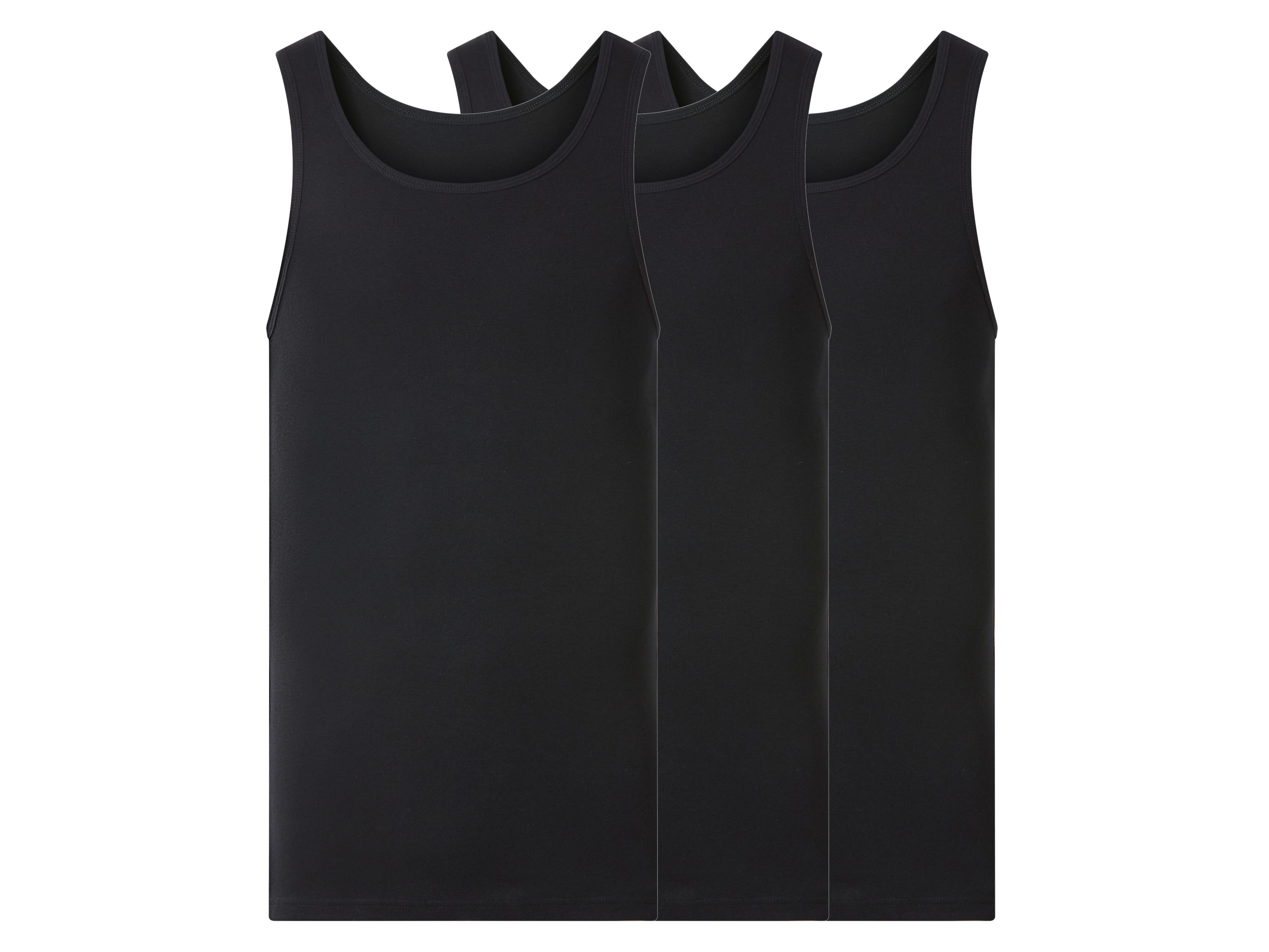 ESMARA MEN Heren fijnrib-hemden, 3 stuks (Zwart, M)