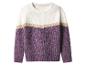 Wit, goud en paars color block gebreide trui