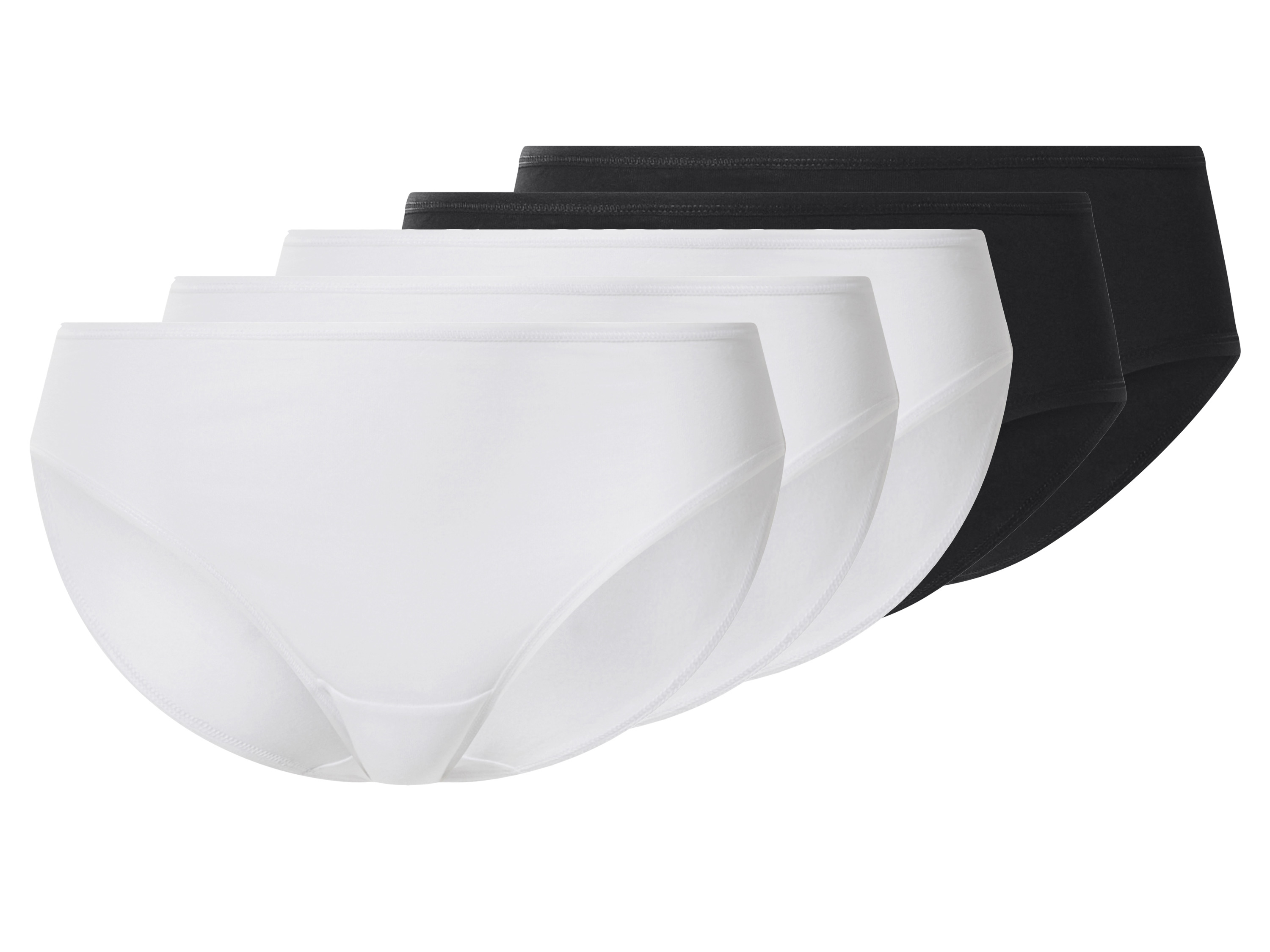 esmara Set van 5 dames hipsters (Zwart/wit, XS (32/34))