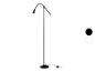 Zwarte vloerlamp met gebogen arm en ronde voet