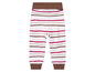 Gestreepte broek voor baby's in wit, bruin en rood.