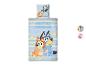 Bluey en Bingo dekbedovertrekset met 'BESTIES FOREVER' tekst en karakteropties.